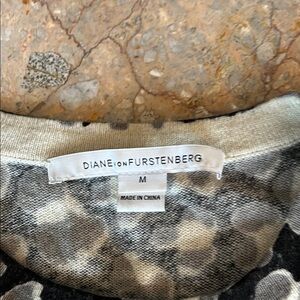 Diane Von Furstenberg Black and Gray Patterned Cardigan